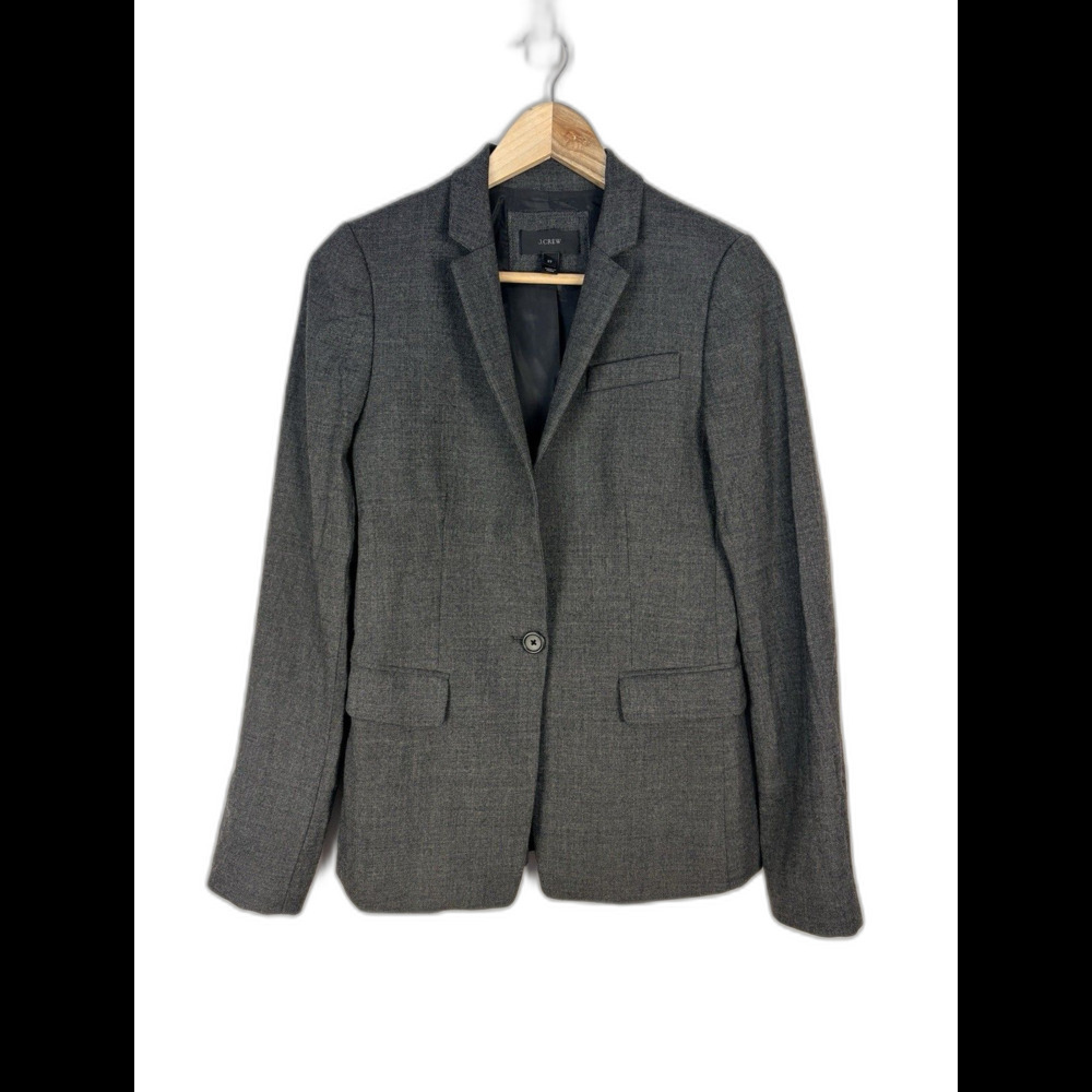J. Crew Gray Wool Blend Blazer Women’s 2 Tall One Button Jacket Preppy Classic